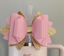 Load image into Gallery viewer, Pink With Gold Tumbler Bow
