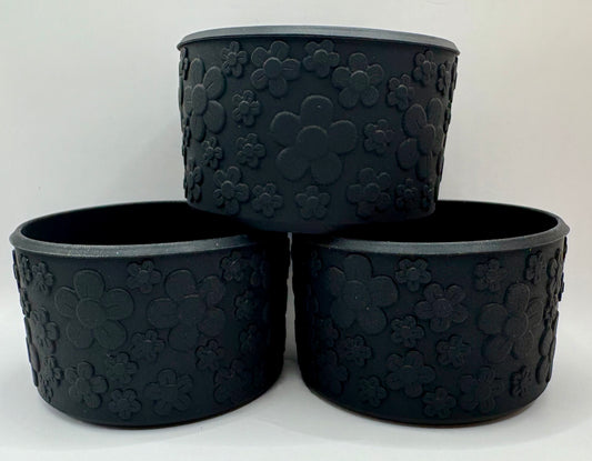 Black Floral - Textured Tumbler Boot - Silicone Boot- Tumbler Accessories