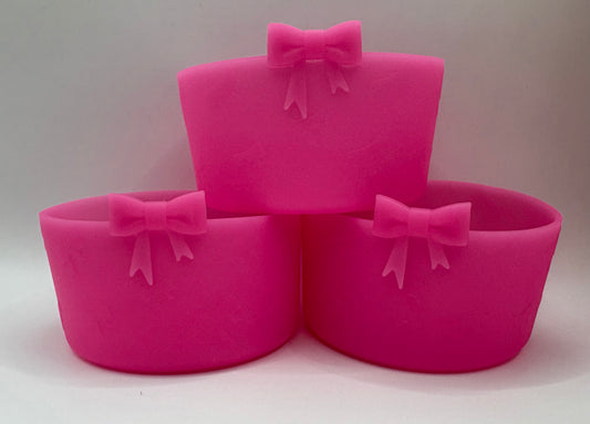 Bright Pink Bows - Textured Tumbler Boot - Silicone Boot- Tumbler Accessories