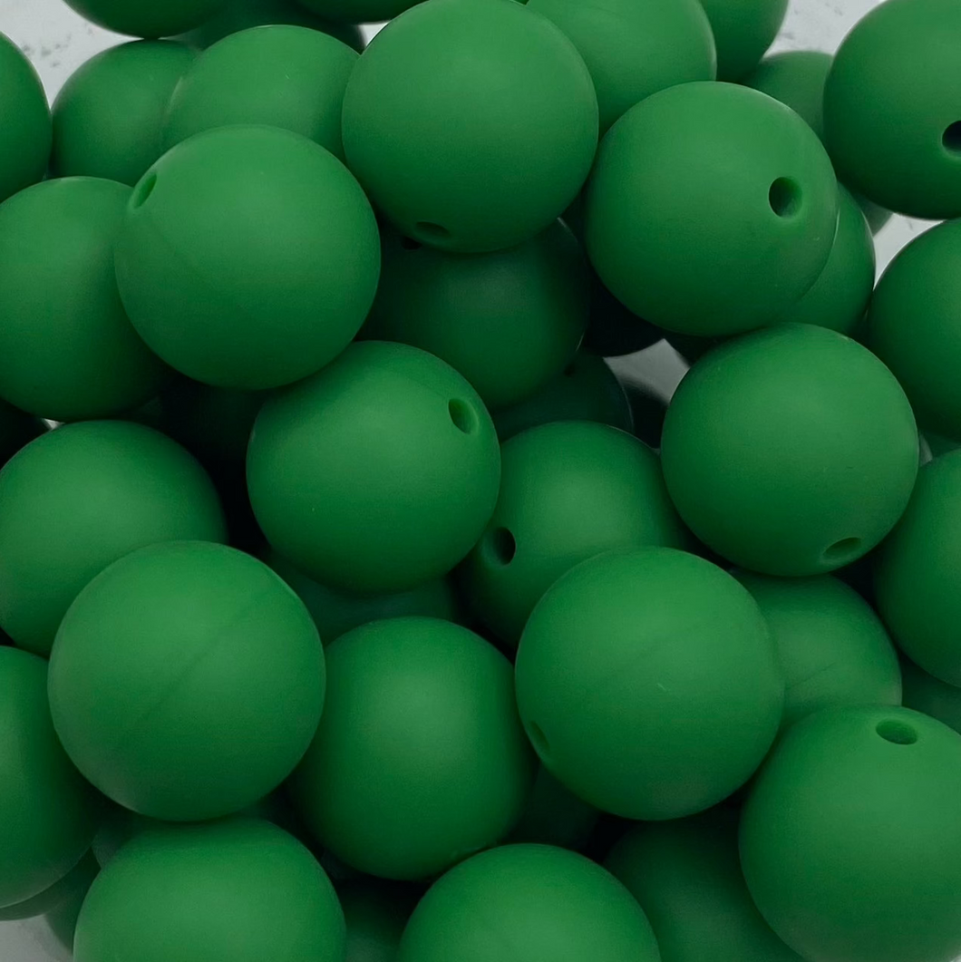 Dark Green round solid silicone bead