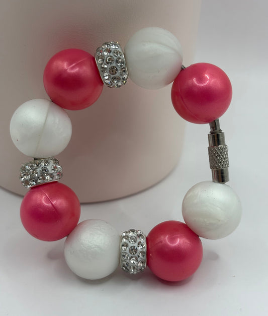 Pink Metallic Beaded Handle Charm