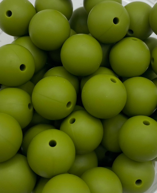 Army Green round solid silicone bead