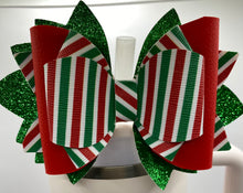 Load image into Gallery viewer, Christmas Striped Bow Straw Topper - Tumbler Straw Topper-
