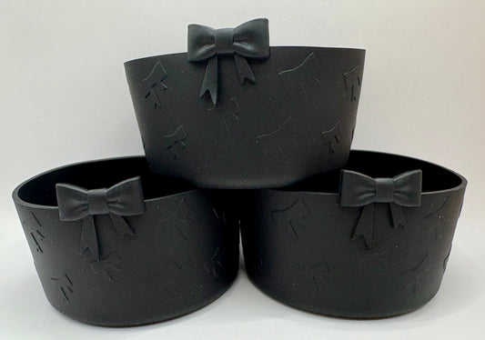 Black Bows - Textured Tumbler Boot - Silicone Boot- Tumbler Accessories