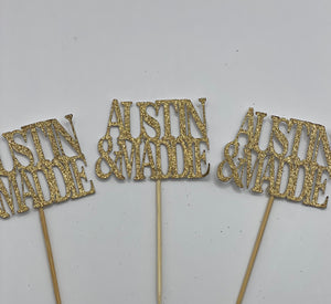 Cupcake toppers with 2 names - set of 6