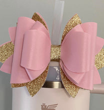 Load image into Gallery viewer, Pink With Gold Tumbler Bow
