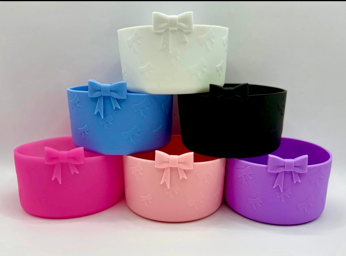 Bundle of 6 Bow Textured Tumbler Boots- Silicone Boot- Tumbler Accessories