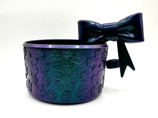 Emerald Bow Straw Topper and Floral Texture Tumbler Boot - Silicone Boot- Tumbler Accessories