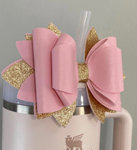 Load image into Gallery viewer, Pink With Gold Tumbler Bow
