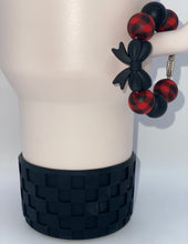 Load image into Gallery viewer, Black Bow Beaded Handle Charm and Checkered Textured Boot
