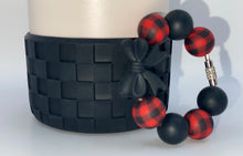 Load image into Gallery viewer, Black Bow Beaded Handle Charm and Checkered Textured Boot
