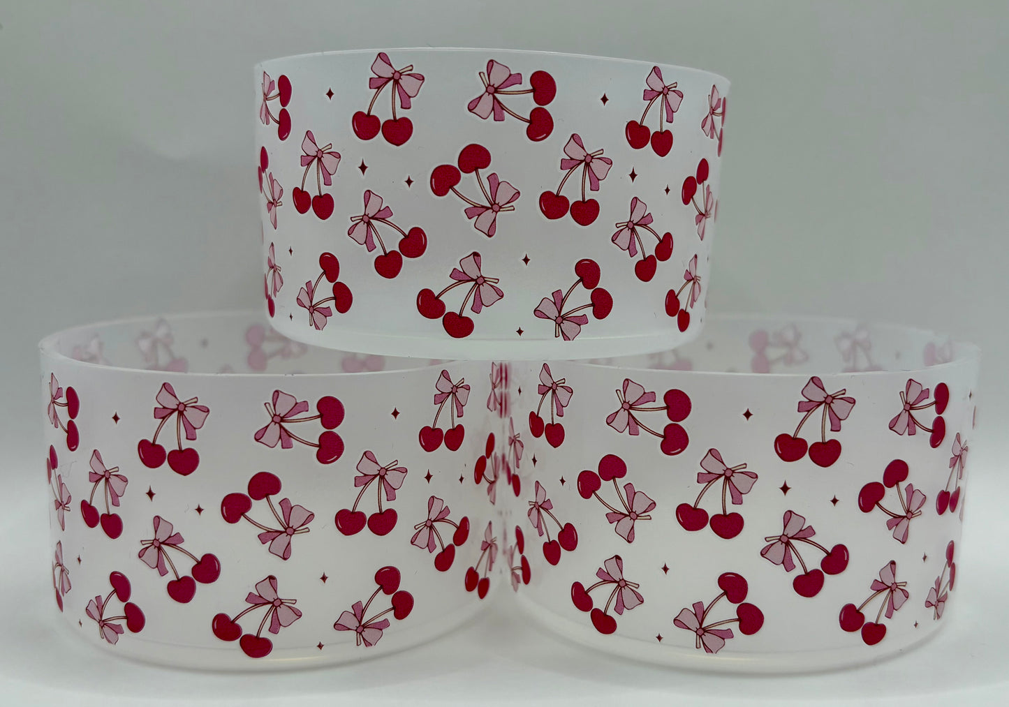 Cherry Bows - Transparent Tumbler Boot - Silicone Boot- Tumbler Accessories