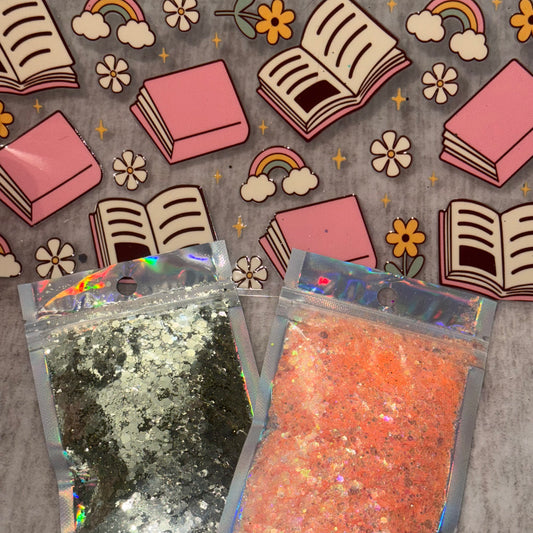 Pink Books UV DTF 16oz cup wrap and Glitter Bundle