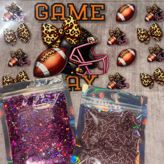 Game Day UV DTF 16oz cup wrap and Glitter/Clay Bundle