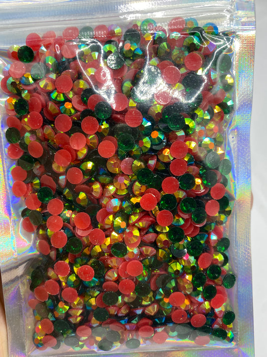 5mm Resin Jelly AB  rhinestones 1oz bag approx. 1400 pieces Christmas mix
