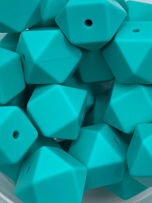 Turquoise Hexagon Silicone Solid Bead 17mm