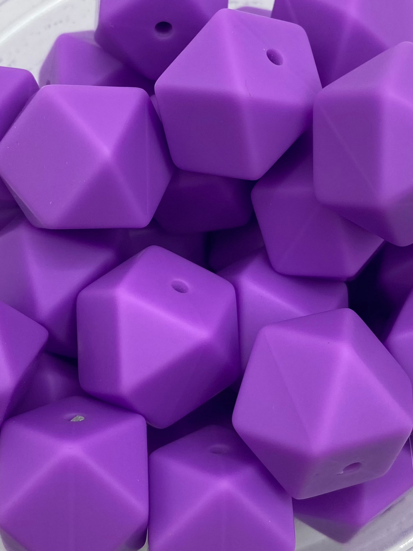 Purple Hexagon Silicone Solid Bead 17mm