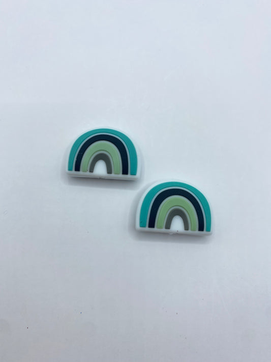 1 Blue Rainbow Silicone Focal Bead