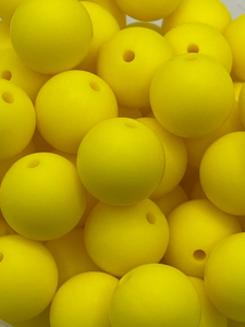 Yellow Round Solid Color Silicone Beads