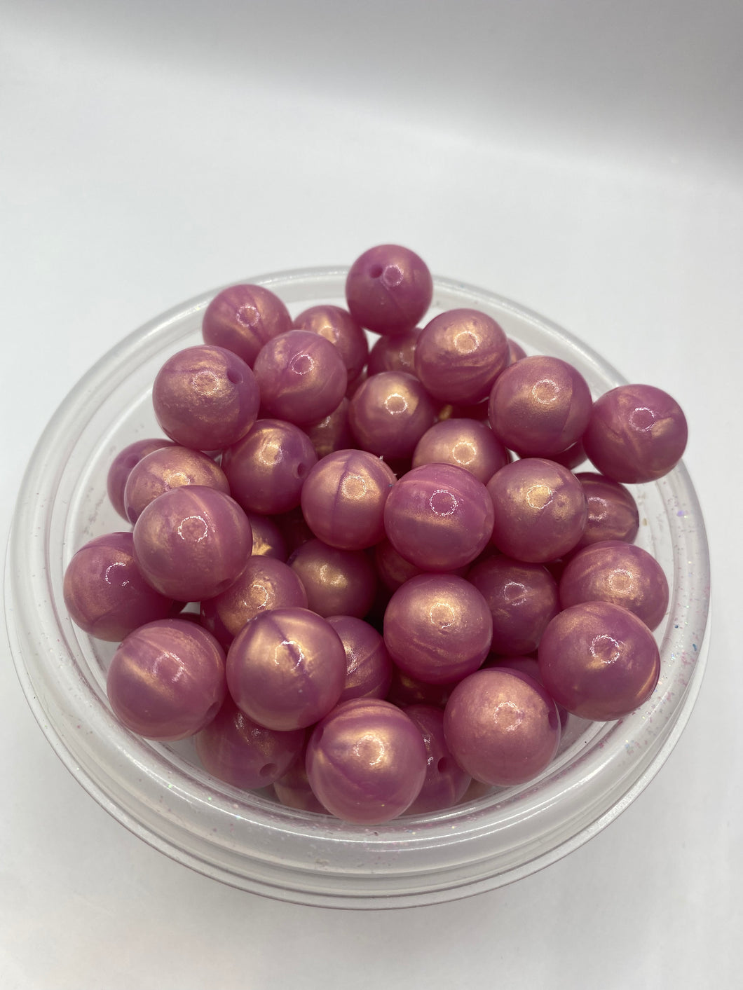 10 Rose Pink Pearl Silicone Bead - 15mm