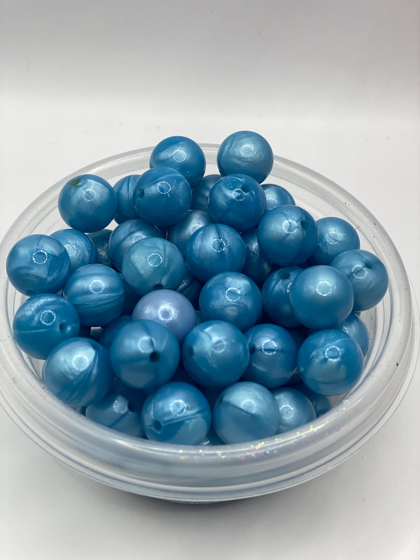 Blue Pearl Silicone Beads - 15mm