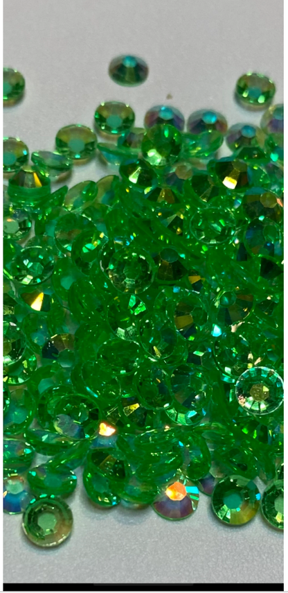 5mm Resin Transparent AB  rhinestones 1oz bag approx. 1400 pieces. Green