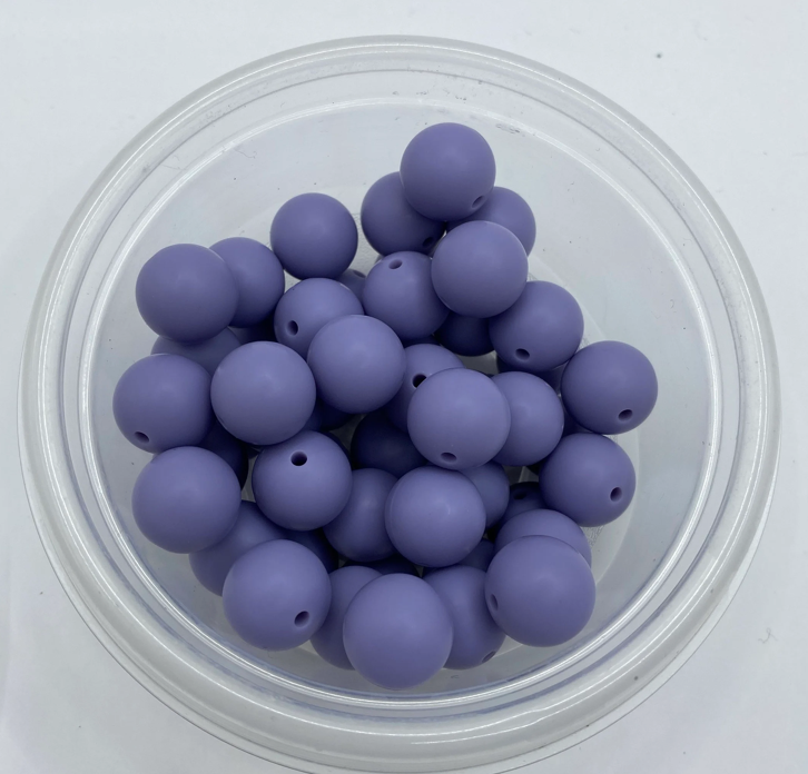 Lilac Solid Round Silicone Bead - 15mm