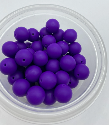 Dark Purple Solid Round Silicone Bead - 15mm