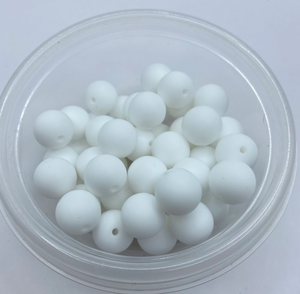 White Solid Round Silicone Bead - 15mm