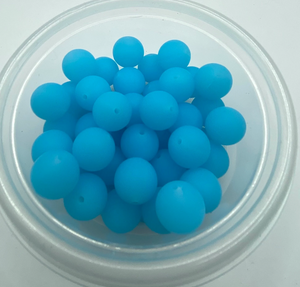 Transparent Blue  Solid Round Silicone Bead - 15mm