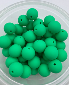 Green Solid Round Silicone Bead - 15mm