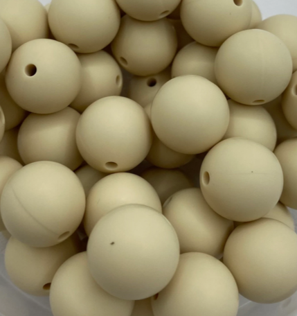 1 Beige Solid Round Silicone Bead - 15mm