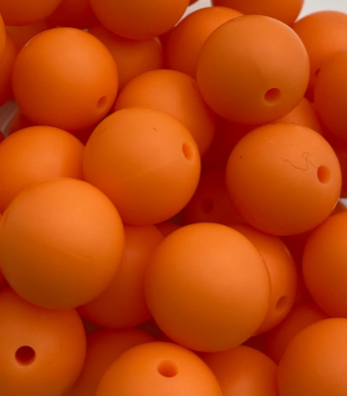 1 Orange Solid Round Silicone Bead - 15mm