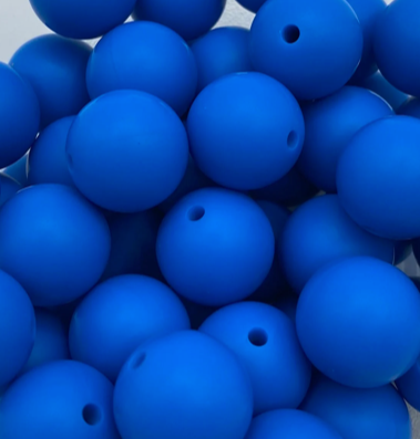 Blue Solid Round Silicone Bead - 15mm