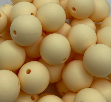 Light Yellow Solid Round Silicone Bead - 15mm