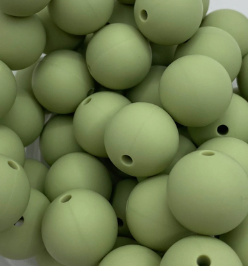 Saige Green Solid Round Silicone Bead - 15mm