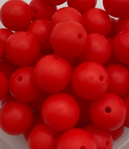 Red Solid Round Silicone Bead - 15mm