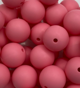 Pink Solid Round Silicone Bead - 15mm