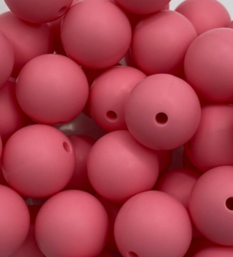 Pink Solid Round Silicone Bead - 15mm