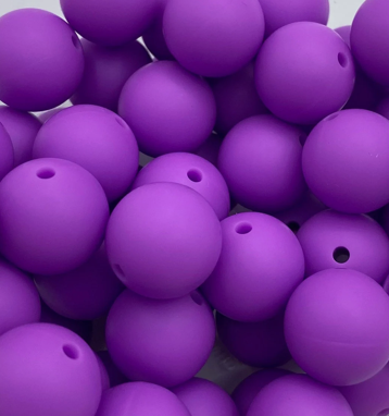 Purple Solid Round Silicone Bead - 15mm