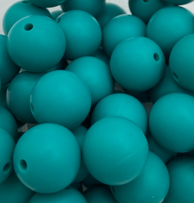 Emerald Solid Round Silicone Bead - 15mm