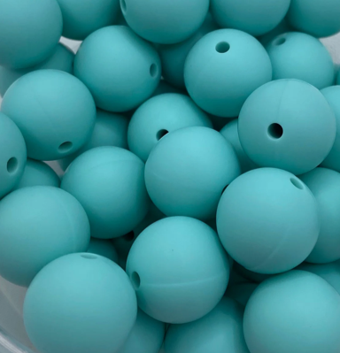 Aruba Blue Solid Round Silicone Bead - 15mm