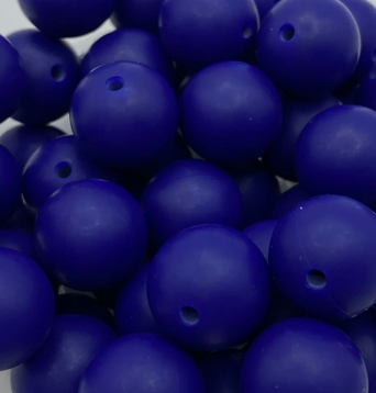 Navy Blue Solid Round Silicone Bead - 15mm