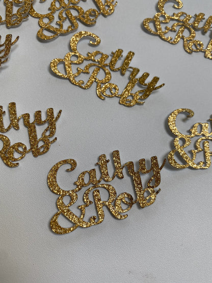 Personalized 2 Name Confetti Cursive