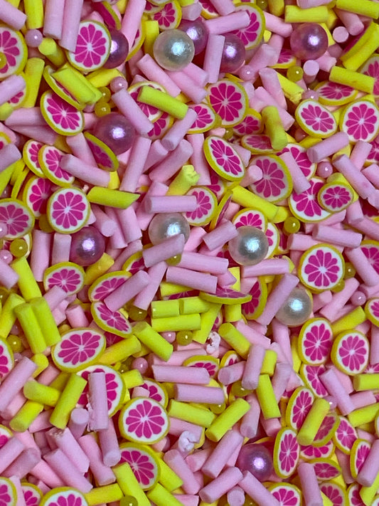 Grapefruit Clay Sprinkles and pearls