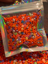 Load image into Gallery viewer, Tiny Orange Polymer Clay Sprinkles, with Pearls  Mix 0.5 oz bag
