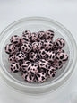 Pink Cow Pattern  Silicone Bead - 15mm
