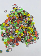 Load image into Gallery viewer, Sports Balls Polymer Clay Slices   5mm.  0.5 oz bag
