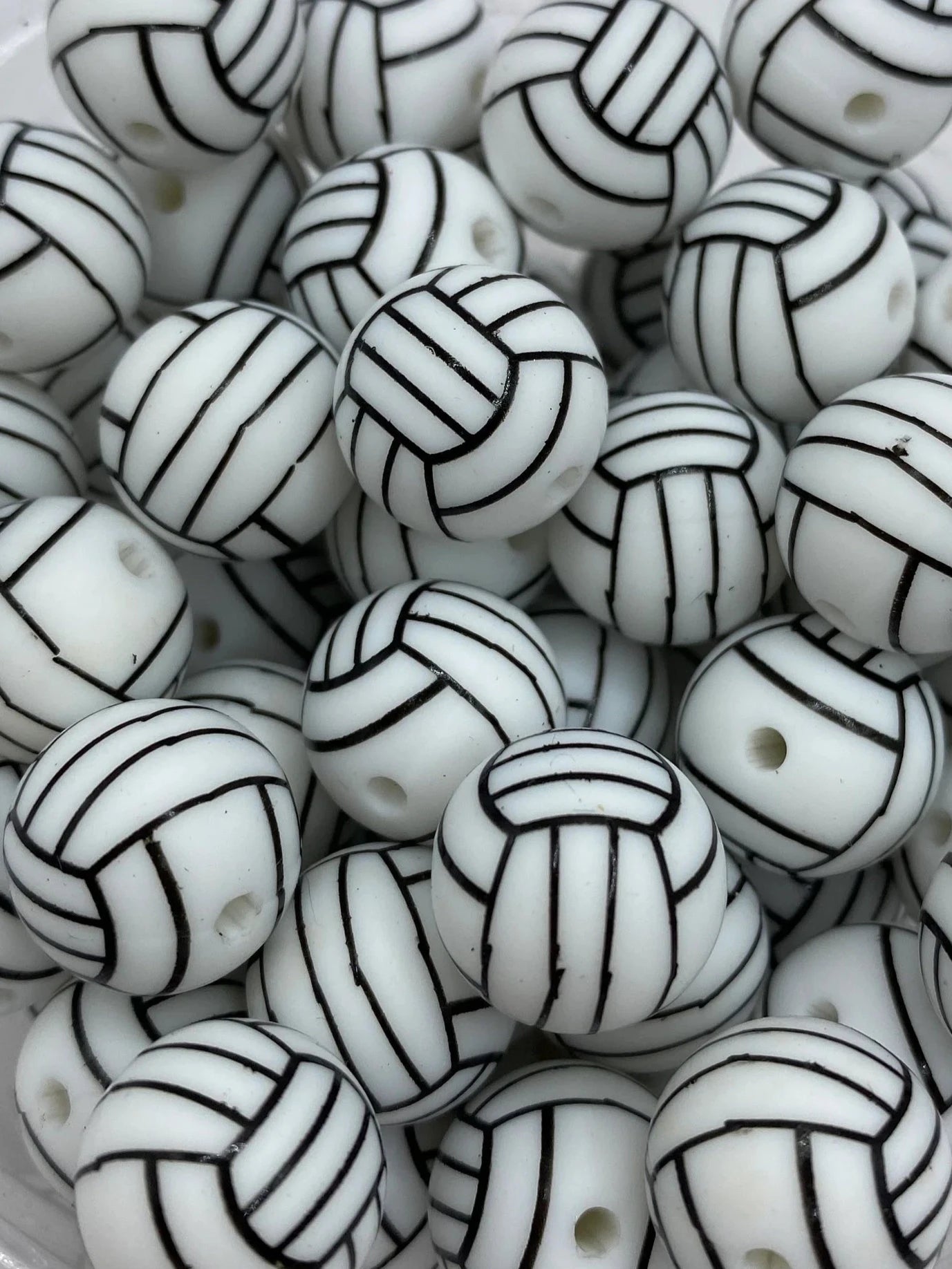 Volleyball Pattern Silicone Bead - 15mm