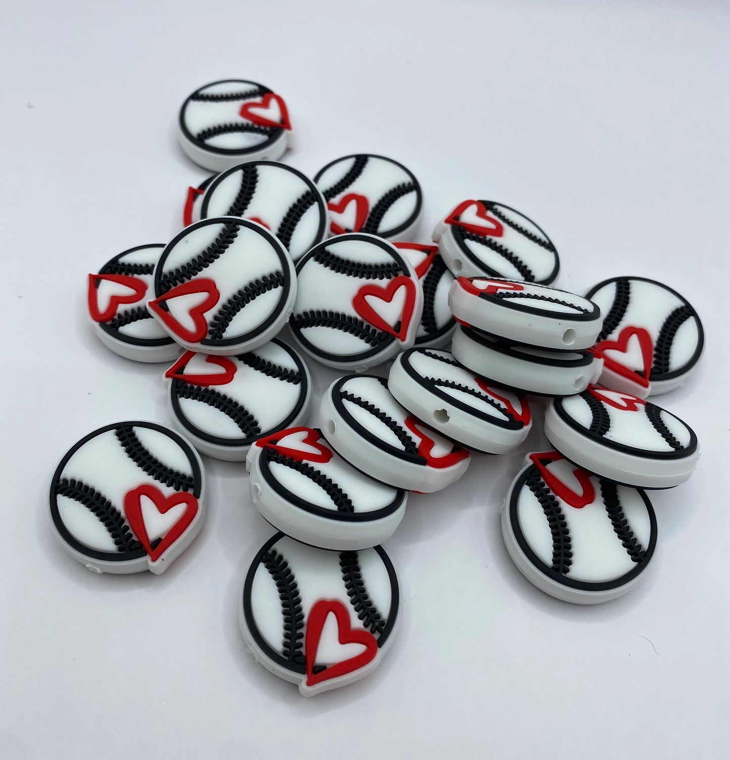 Baseball Silicone Focal Bead